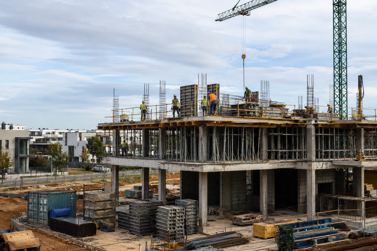 Empresa constructora ejecutando una obra nueva en Madrid